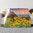 thumbnail image 1 of Yiaed Horse Sunflowers Print Blanket Throw Blanket Soft Cozy Flannel Blanket for Home Bed Sofa Couch Chair-50"x40", 1 of 6
