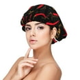 thumbnail image 1 of Yiaed Hot Chili Print Satin Bonnet Silk Bonnet Hair Bonnet for Sleeping Hair Bonnets, 1 of 6