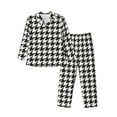 thumbnail image 1 of Yiaed Houndstooth Black And White Print Men’s Pajamas Set - Long Sleeve Button Down Sleep Shirt and Pajama Bottoms Sleepwear Set Mens Pjs Sets Men's Pajama Bottoms-Large, 1 of 7