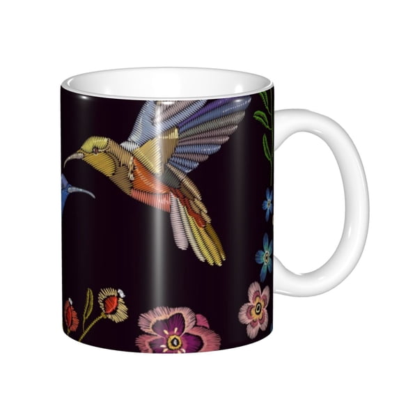 Yiaed Humming Bird Print Ceramics Coffee,Large Handle Design,Extra Large Tea and Coffee Cup for Office and Home Mugs