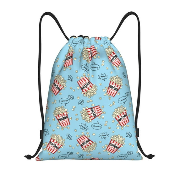 Yiaed I Am A Fan Popcorn Print Drawstring Bags Drawstring Backpack Bulk String Back Pack Gym Sport Bag-Medium