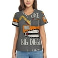 thumbnail image 1 of Yiaed I Like Big Digger Print Women's T Shirt V-Neck Short Sleeve Shirt Casual Breathable Tee Summer Tops-3X-Large, 1 of 5