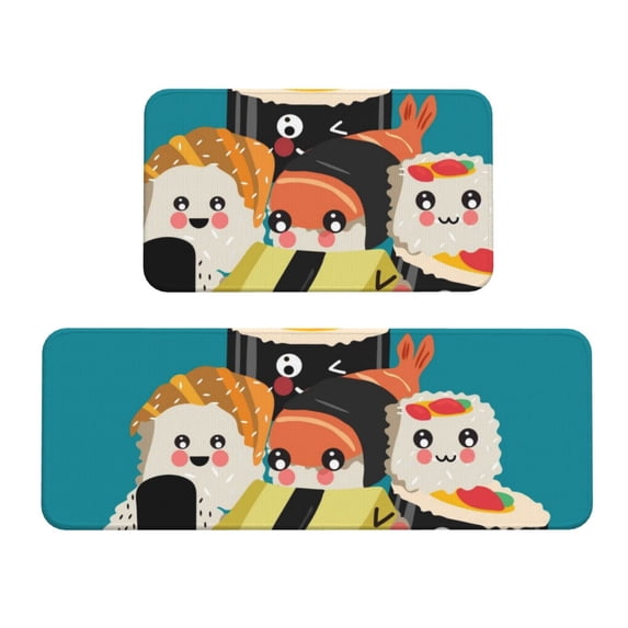 Yiaed I Love Sushi Kitchen Rugs Sets of 2 Kitchen Mats Cushioned Anti Fatigue Kitchen Rug Tapetes Para Cocina for Sink,Laundry Room