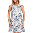 thumbnail image 1 of Yiaed Indigo Tie Dye Print Women's Sleeveless Dress, Loose Fit Summer Dress, Casual Sleeveless Dress for Women, 1 of 7