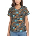 thumbnail image 1 of Yiaed Industrial Transportation Print Women's T Shirt V-Neck Short Sleeve Shirt Casual Breathable Tee Summer Tops-Small, 1 of 5