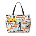 thumbnail image 1 of Yiaed Industrial Transportations Print Large Capacity Beach Travel Bag - Waterproof Zipper Vacation Tote for Sandproof Storage, and Camping, 1 of 5