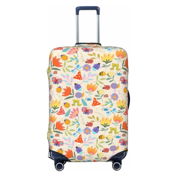 Yiaed Insects In Plants Print Travel Luggage Cover Suitcase Protector Fits 18-32 Inch Luggage Wheel Covers Patterned Elastic Luggage Anti-scratch(No luggage)-Large