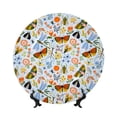 thumbnail image 1 of Yiaed Insects and Flowers Print Bone China Decorative Plate Ceramic Dinner Plates Art Crafts with Display Stand-6in, 1 of 6