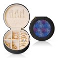thumbnail image 1 of Yiaed Ireworks In The Night Sky Print Travel Jewelry Case Bridesmaid Gift Boxes Jewelry Travel Organizer Small Round Jewelry Box Mini Storage-Black, 1 of 7