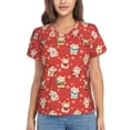 thumbnail image 1 of Yiaed Japanese Maneki Cats Print Women's T Shirt V-Neck Short Sleeve Shirt Casual Breathable Tee Summer Tops-X-Large, 1 of 5