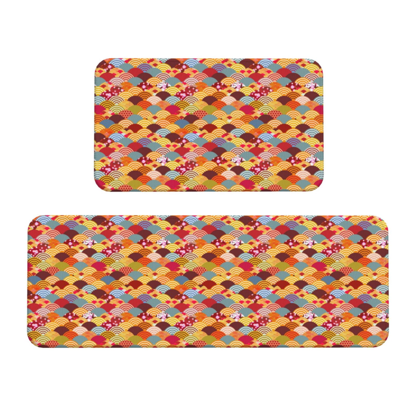 Yiaed Japanese Style Fish Scales Kitchen Rugs Sets of 2 Kitchen Mats ...