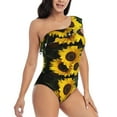 thumbnail image 1 of Yiaed Japanese Were Blossoming Print Women One Piece Swimsuits Tummy Control One Shoulder Bathing Suits Pattern Ruffle Swimwear-Medium, 1 of 8