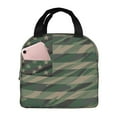thumbnail image 1 of Yiaed Jungle Green Camo USA Flag Print Insulated Lunch Bag Reusable Cute Tote Lunch Box, Leakproof Cooler Lunch Bags for Work Office Travel School Picnic, 1 of 5