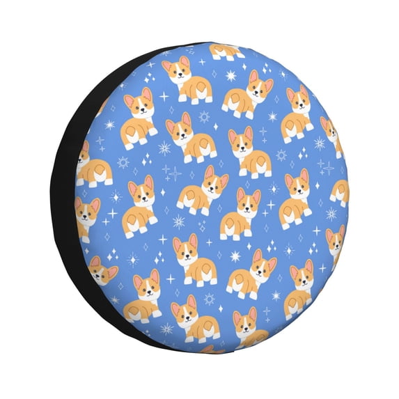 Yiaed Kawaii Corgi Print Tire Wheel Cover, Waterproof Spare Tire Cover Fit for Jeep, Truck,Trailer, RV, SUV, Camper and Most Vehicle-15 inch