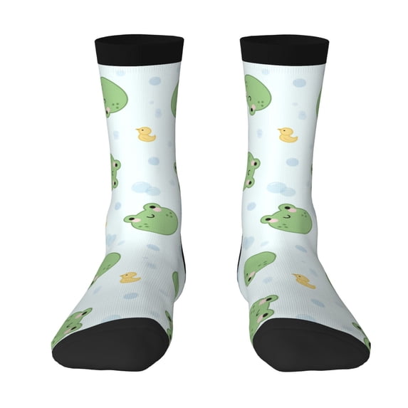 Yiaed Kawaii Frogs Print Great elasticity Crew Socks Sports socks for Men and Women