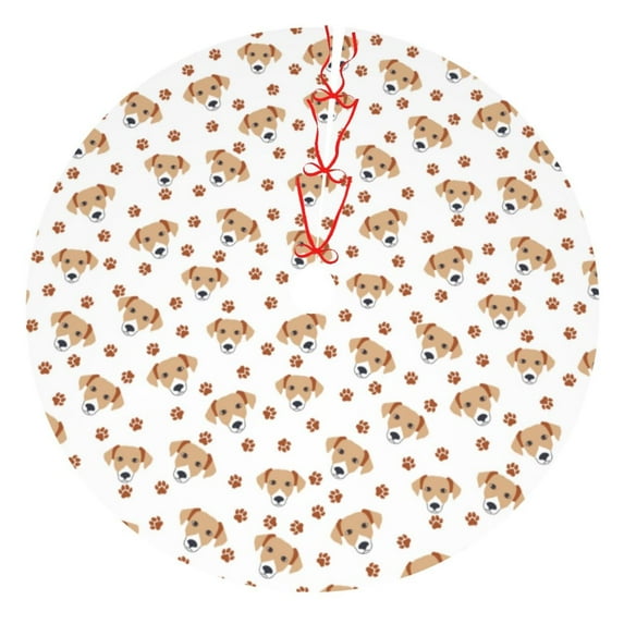 Yiaed Labrador Retriever Dog Print Christmas Tree Skirt , Tree SkirtsTree Mat for Christmas Winter Holiday Indoor Decorations-48"