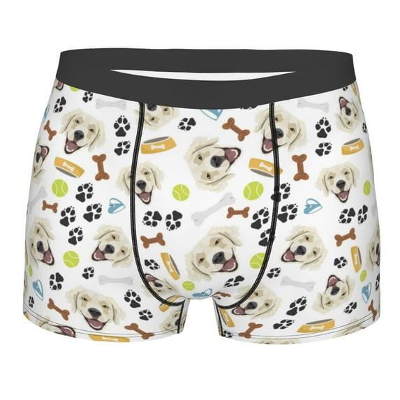 Yiaed Labrador Retriever Dog Print Men's Soft Cotton Boxer Shorts Breathable Boxers Underwear Moisture-Wicking Underwear Stretch Boxer Briefs for Man-Medium