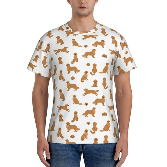 Yiaed Labrador Retriever Dog Print Mens Short Sleeve Tight Fit T-Shirt, Crewneck Casual Tee-Small