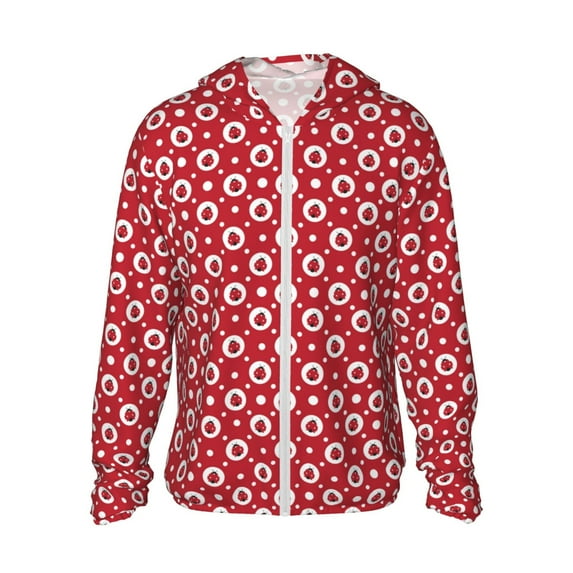Yiaed Ladybugs And White Dots Print Sun Shirts UPF 50+ Protection Hoodie Rash Guard Shirt UV Shirt Long Sleeve Fishing Outdoor Lightweightase-Large