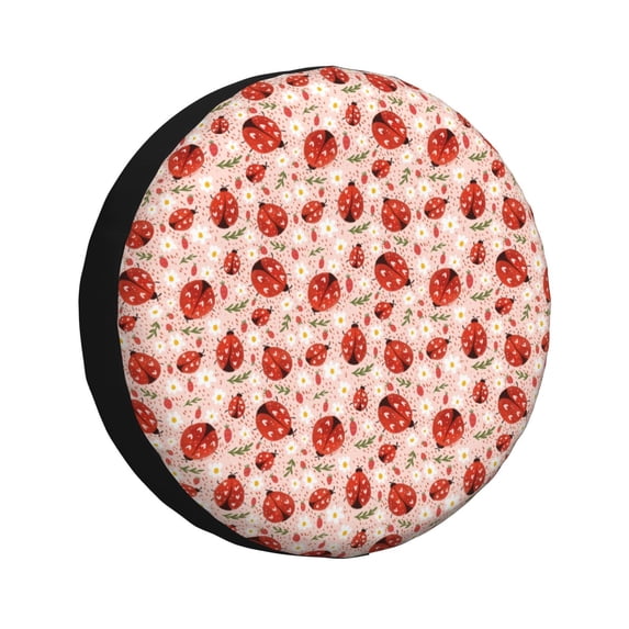 Yiaed Ladybugs With Heart Spots Print Print Tire Wheel Cover, tire covers for trailers,rv wheel covers,rv tire covers, camper tire covers,tire covers for cars-15 inch
