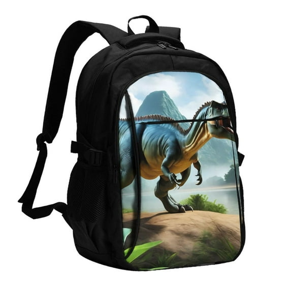 Yiaed Lake Forest Dinosaur A Print Laptop Backpack,Business Travel Durable Laptops Backpack with USB Charging Port,Water Resistant College Computer Bag