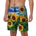 thumbnail image 1 of Yiaed Landscape With Sunflowers Print Mens Swim Trunks Bathing Suit Compression Liner Beach Swim Shorts Swimwear Quick Dry Zipper Pocket No-Chafing Board Short-Small, 1 of 6
