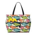 thumbnail image 1 of Yiaed Lantern Koi Fish Print Large Capacity Beach Travel Bag - Waterproof Zipper Vacation Tote for Sandproof Storage, and Camping, 1 of 5