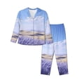 thumbnail image 1 of Yiaed Lavender Fields Under Blue Sky Print Pajamas Women's Long Sleeve Sleepwear Soft Button Down Loungewear Pjs Lounge Set Nightwear Womens Pajama Pants-XX-Large, 1 of 7
