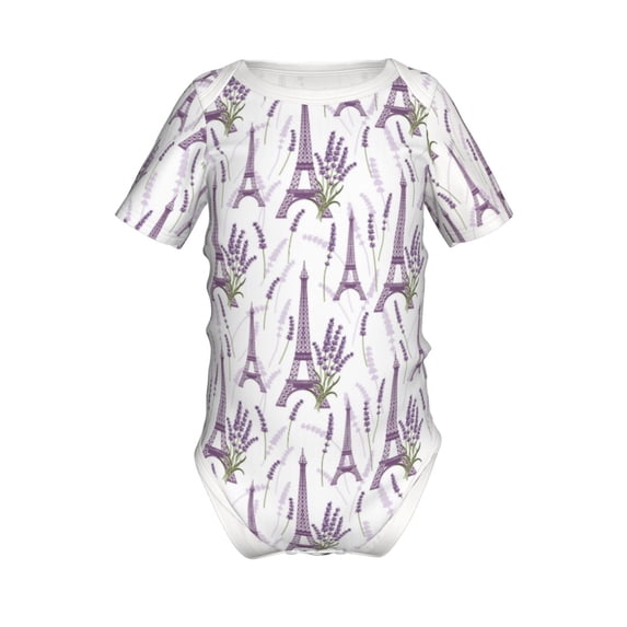 Yiaed Lavender Flowers Print Infant Climbing Short Sleeve Onesie One-Piece Baby Bodysuit Clothes 0-12 Months -18 Months