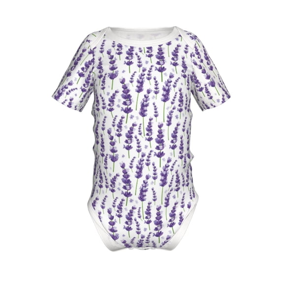 Yiaed Lavender Flowers Print Infant Climbing Short Sleeve Onesie One-Piece Baby Bodysuit Clothes 0-12 Months -2 Years