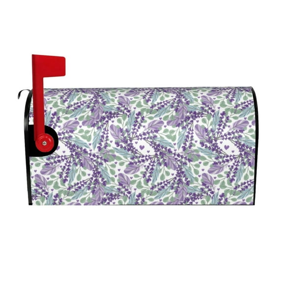 Yiaed Lavender Flowers Print Mailbox Covers, Magnetic Mailbox Cover, Mail Box Covers for Garden Outdoor Decor Box Covers-25.5x21 in