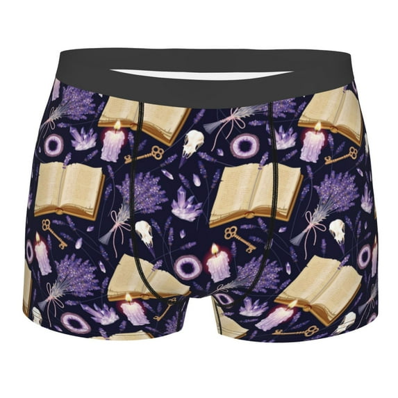 Yiaed Lavender Flowers Print Men's Soft Cotton Boxer Shorts Breathable Boxers Underwear Moisture-Wicking Underwear Stretch Boxer Briefs for Man-XX-Large