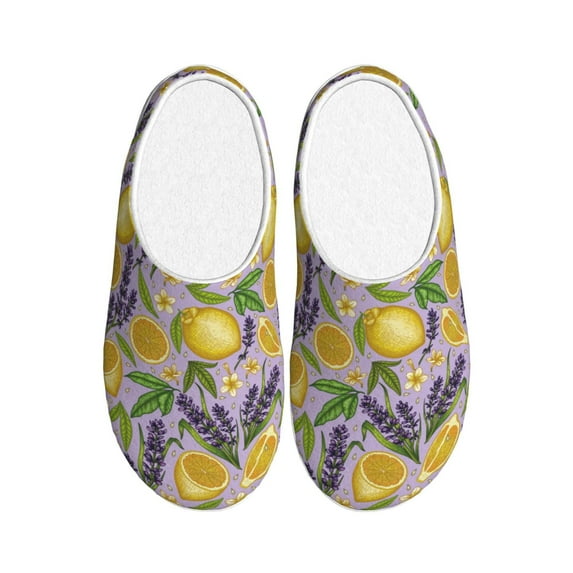 Yiaed Lavender Flowers Print Slippers Fuzzy Warm Cozy Slippers Non Slip House Slippers For Indoor Outdoor Slippers House Slippers-37/38