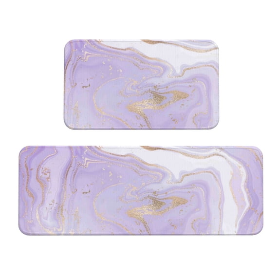 Yiaed Lavender Glitter Foil Stripes Kitchen Rugs Sets of 2 Kitchen Mats Cushioned Anti Fatigue Kitchen Rug Tapetes Para Cocina for Sink,Laundry Room