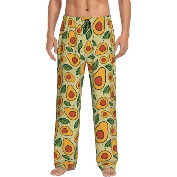 Yiaed Leaves Avocado Print Men's Lounge Pants, Loose PJ Bottoms, Long Pajama Pants for Men-Large