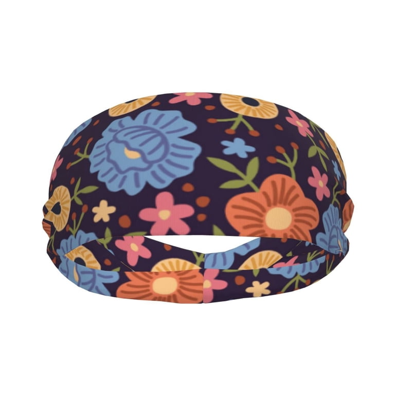 Floral Sport Headband for Running Workout Yoga Grip Moisture Wicking Floral Workout Headband: Stretchy Moisture-wicking Hair  main image 2