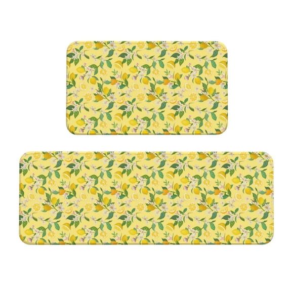 Yiaed Lemon (2) Kitchen Rugs Sets of 2 Kitchen Mats Cushioned Anti Fatigue Kitchen Rug Tapetes Para Cocina for Sink,Laundry Room