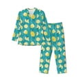 thumbnail image 1 of Yiaed Lemon Blue Print Men’s Pajamas Set - Long Sleeve Button Down Sleep Shirt and Pajama Bottoms Sleepwear Set Mens Pjs Sets Men's Pajama Bottoms-Large, 1 of 7