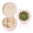 thumbnail image 1 of Yiaed Lemon Fruits Flowers Leaves Print Travel Jewelry Case Bridesmaid Gift Boxes Jewelry Travel Organizer Small Round Jewelry Box Mini Storage-Pink, 1 of 7