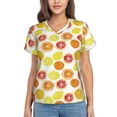 thumbnail image 1 of Yiaed Lemon Orange Print Women's T Shirt V-Neck Short Sleeve Shirt Casual Breathable Tee Summer Tops-Large, 1 of 5