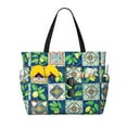 thumbnail image 1 of Yiaed Lemon and Leaves Print Large Capacity Beach Travel Bag - Waterproof Zipper Vacation Tote for Sandproof Storage, and Camping, 1 of 5