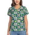 thumbnail image 1 of Yiaed Lemon and Leaves Print Women's T Shirt V-Neck Short Sleeve Shirt Casual Breathable Tee Summer Tops-XX-Large, 1 of 5