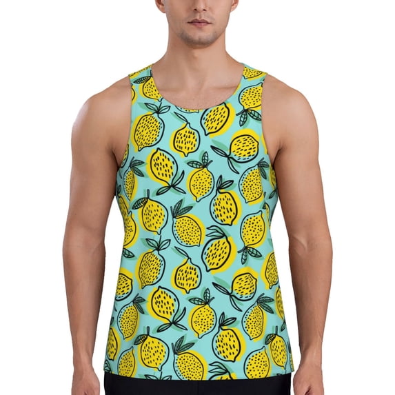 Yiaed Lemon1 Print Mens Compression Shirt Slimming Body Shaper Vest Workout Tank Tops Abs Abdomen Undershirts-Large