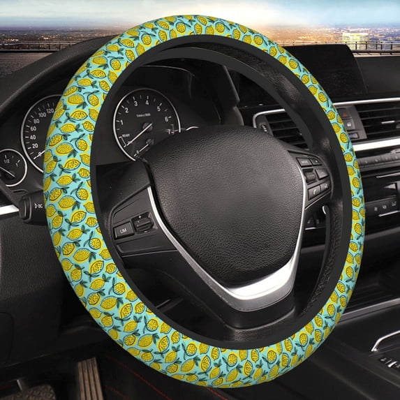 Yiaed Lemon1 Steering Wheel Cover,Universal 15 Inch Anti Slip Steering Wheel Protector Car Accessories Interior for Auto Truck SUV