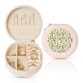 thumbnail image 1 of Yiaed Leopard And Butterfly Print Travel Jewelry Case Bridesmaid Gift Boxes Jewelry Travel Organizer Small Round Jewelry Box Mini Storage-Pink, 1 of 7