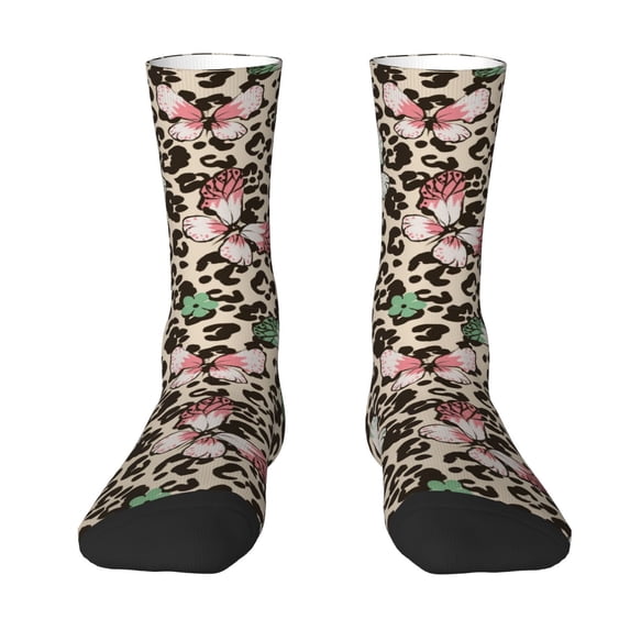 Yiaed Leopard Dots Print Great elasticity Crew Socks Sports socks for Men and Women
