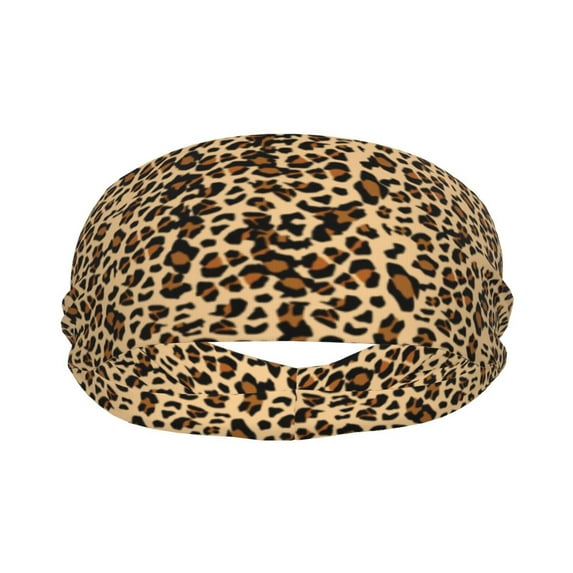 Yiaed Leopard Print Brown Print Sports Headbands,Moisture Wicking Workout Headband, Sweatband Headbands for Running,Cycling for Women and Men
