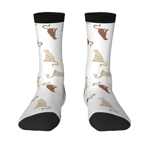 Yiaed Leopard Print Print Great elasticity Crew Socks Sports socks for Men and Women