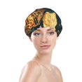 thumbnail image 1 of Yiaed Leopard Reading Tarot Cards Print Reusable Shower Cap & Bath Cap & Lined, Oversized Waterproof Shower Caps Designed for all Hair Lengths, 1 of 7