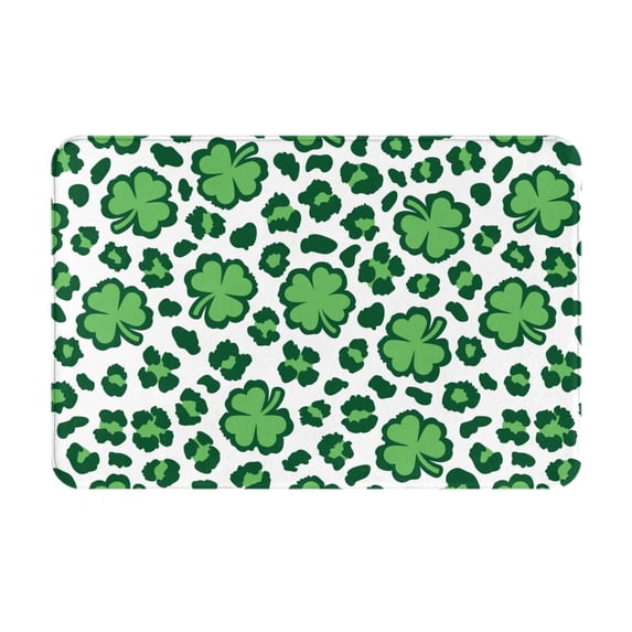 Yiaed Leopard print St. Patrick's Day Print Flannel Doormat Mat Outdoor Indoor Door Mats, Non Slip Durable Entrance Rugs for Outside Entry, Porch, Resist Dirt, 16"x24"